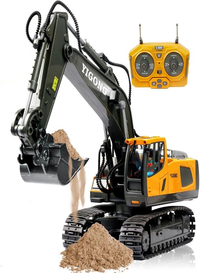 SKYBUCKET Remote Controlxcavator Toyor 6-12 yr Boys, Best Birthday Gifts for Kids7 8 9 10 11 Year Old, RC Construction Toys withMetal Shovel, Lights, Sounds 2.4Ghz (2Battery)